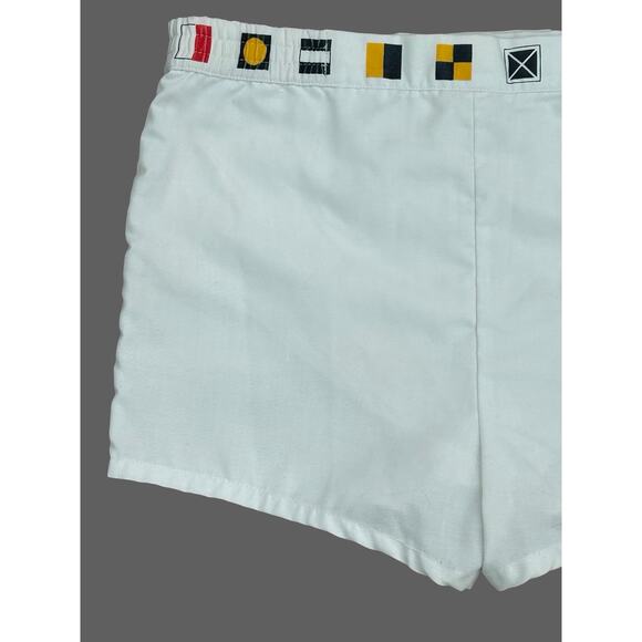 Vintage 40s 50s Catalina Men’s Bathing Suit Short Nautical Flag Print Waist 34 - Picture 6 of 11